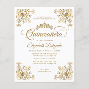 Budget Vintage White Guld Tiara Ram Quinceanera