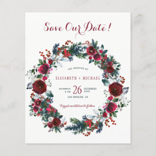 BUDGET vinter blomsterkrans bröllop save the date