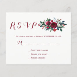 Budget vinter burgunder röd blommig bröllop rsvp-k