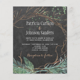 Budget vinter natur svart tavla bröllopsinbjudan flygblad