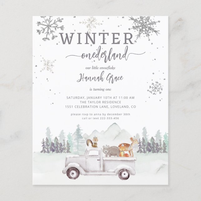 Budget Vinter Onederland Första Födelsedag Skogste (Framsida)