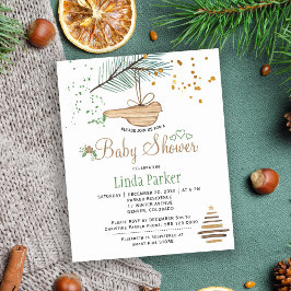 Budget vinter skog rustic baby shower inbjudan
