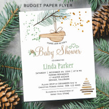 Budget vinter skog rustic baby shower inbjudan