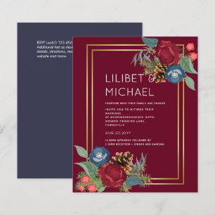 BUDGET Vinterbröllop Burgundy Teal Blå Modern