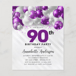Budget Violett Silverballong Glitter 90-årsdag