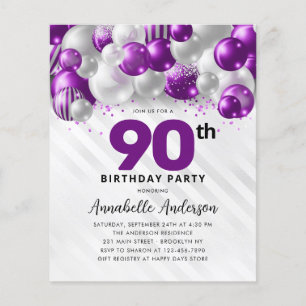 Budget Violett Silverballong Glitter 90-årsdag