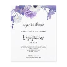 Budget Violetta Blommor Förlovningsfest Inbjudan