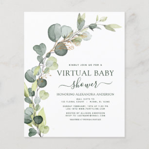 Budget Virtuell Baby Shower Greenery Eucalyptus Flygblad