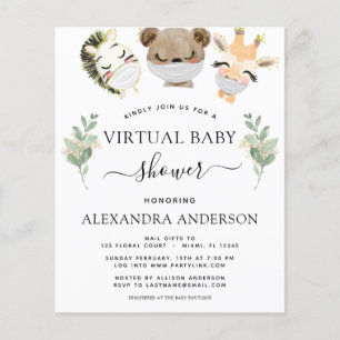 Budget Virtuell Baby Shower Woodland Eukalyptus Flygblad