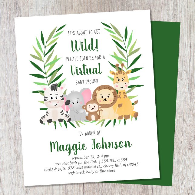 Budget Virtuell Safari Baby Shower Inbjudan (Skapare uppladdad)