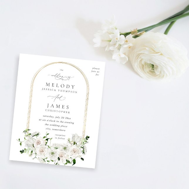 Budget Vit Blommigt Bröllop 2 Flygblad (Skapare uppladdad)