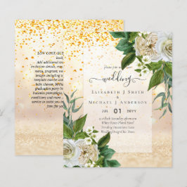 BUDGET VIT ROS-inbjudningar BRÖLLOP CHIC