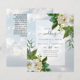 BUDGET VIT ROS-inbjudningar BRÖLLOP CHIC