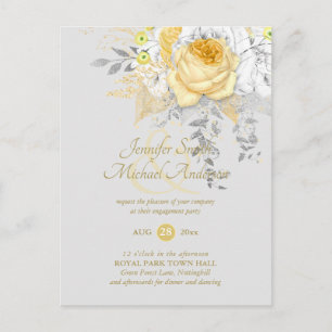 Budget Vita Guld Rosor Glitter Folie Et-tecken Vykort