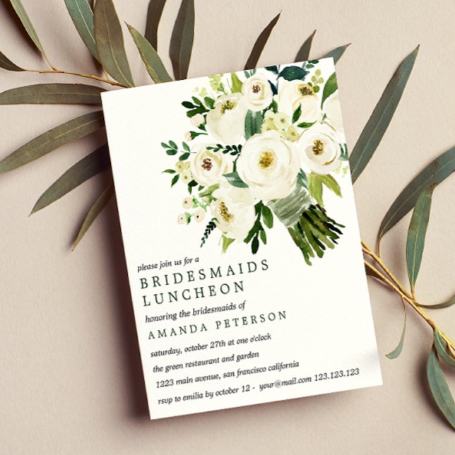 BUDGET Vitt bröllopsbukett brudtärnor lunchmiddag  (Skapare uppladdad)