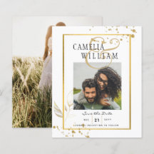 BUDGET Vitt Guld FOTO Bröllopsinbjudan