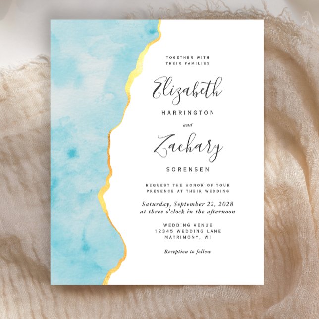 Budget Watercolor Aqua Blue Agate Wedding (Skapare uppladdad)