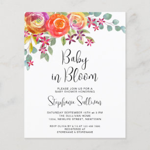 Budget Watercolor Autumn Blommigt Baby Shower Inbj