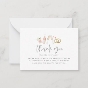 budget Watercolor bachelorette champagne tack Anteckningskort