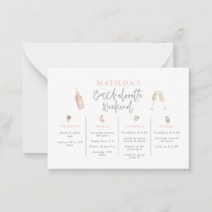budget Watercolor Bachelorette helg Anteckningskort