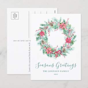 Budget Watercolor Berries & Greenery Wandey Helg Vykort