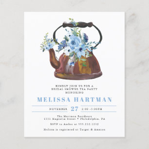Budget Watercolor Blommigt Tea Party Möhippa Flygblad