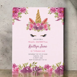 BUDGET Watercolor Blommigt Unicorn Rosa Call