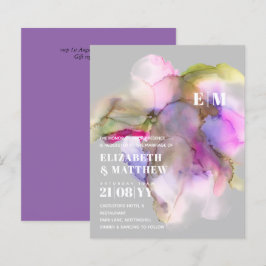 BUDGET Watercolor Bröllop Abstrakt Lila Grått