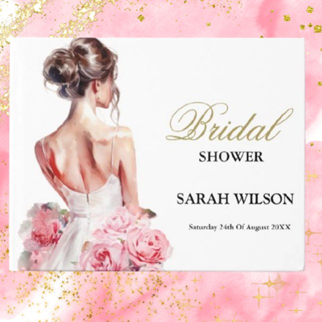 Budget Watercolor Bröllop Gown Möhippa Gästböcker (Capture memories beautifully with our Budget Watercolor Wedding Gown Guest Book. Designed by Brett D)