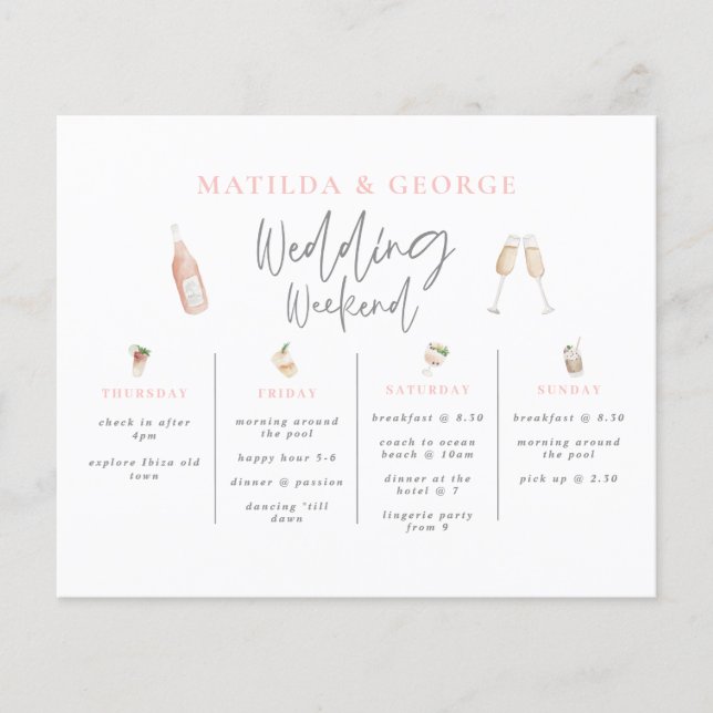 budget Watercolor bröllop helg bachelorette (Framsida)