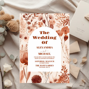 Budget Watercolor Burgundy Wildblommy Bröllop Reklamblad