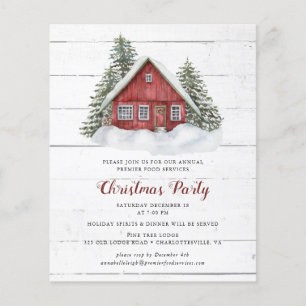 Budget Watercolor Cabin-julfest - inbjudan Flygblad