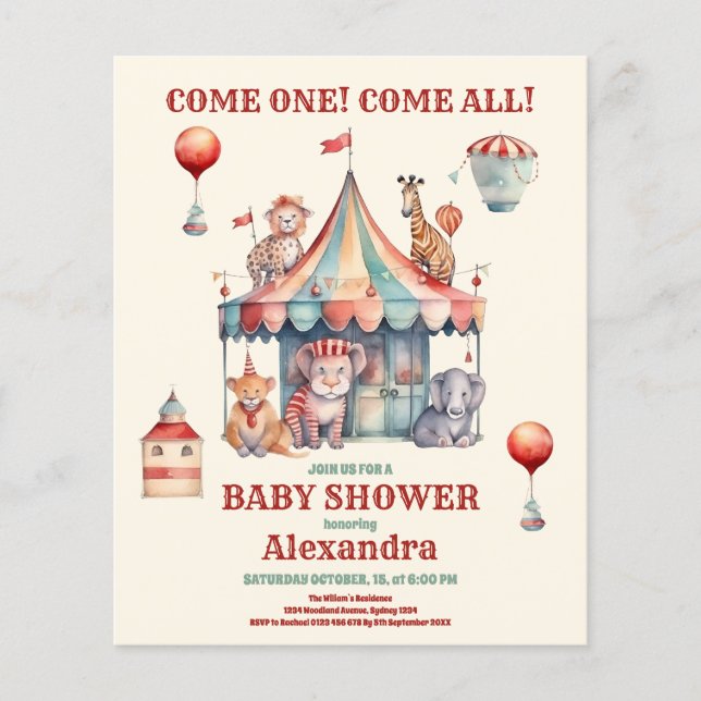 Budget Watercolor Carnival Baby Shower-inbjudan (Framsida)