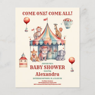 Budget Watercolor Carnival Baby Shower-inbjudan