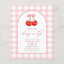 BUDGET Watercolor Cherry on Top Flicka Shower Flygblad