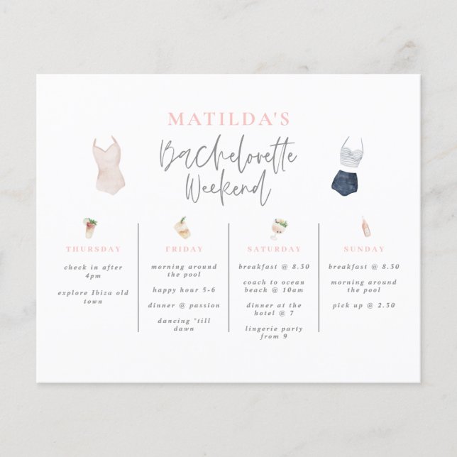 Budget Watercolor drink bachelorette helg (Framsida)