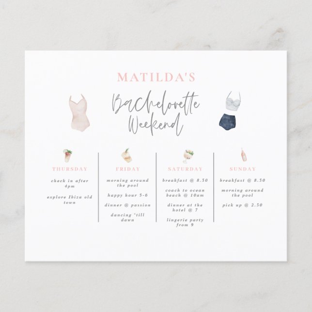 Budget Watercolor drink bachelorette helg Flygblad (Framsidan)