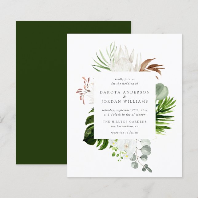Budget Watercolor Eucalyptus Greenery Bröllop (Fram/baksida)