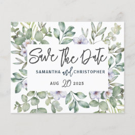 Budget Watercolor Eucalyptus Grönt Spara datum