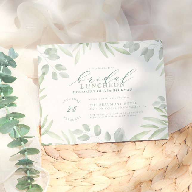 Budget Watercolor Eucalyptus Möhippa Luncheon (Skapare uppladdad)