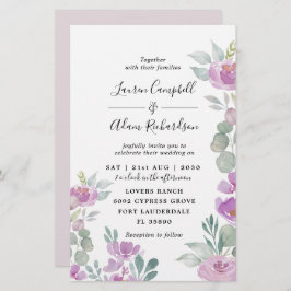 Budget Watercolor Eucalyptus Rosa bröllopsinbjudan