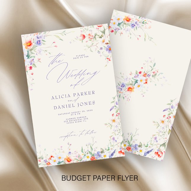 Budget watercolor floral wedding invitation flygblad (Skapare uppladdad)