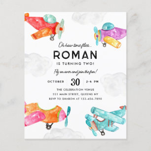 Budget Watercolor Flygplan Clouds Flygplanets föde