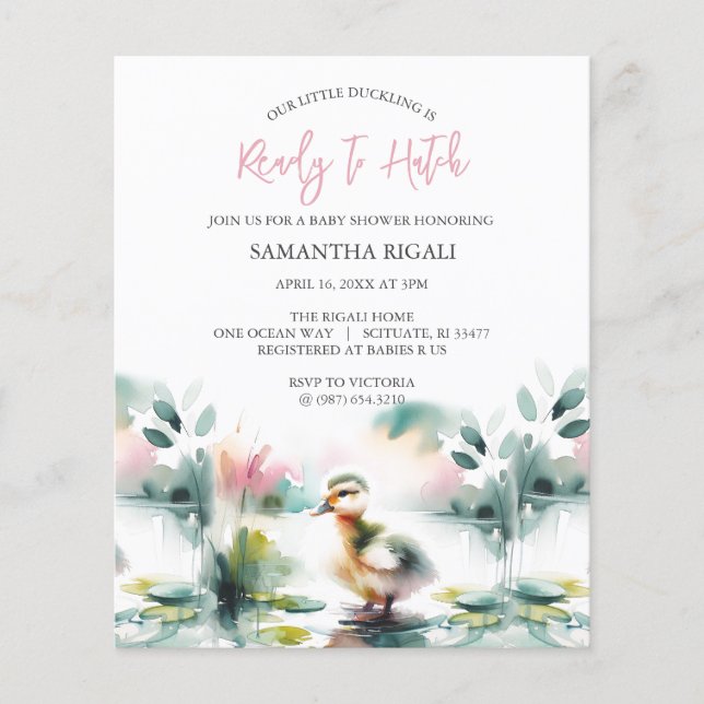 Budget Watercolor Girl Baby Shower Anka Themme (Framsida)