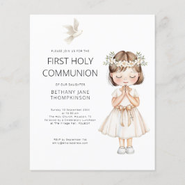 Budget Watercolor Girl First Heliga Communion Whit