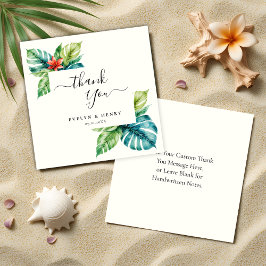 Budget Watercolor Greenery Bröllop Tack Anteckningskort