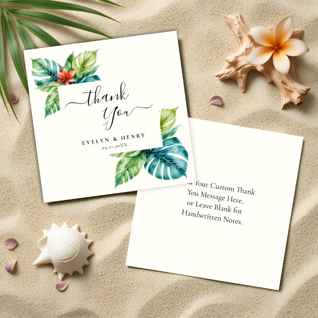 Budget Watercolor Greenery Bröllop Tack Anteckningskort (Skapare uppladdad)