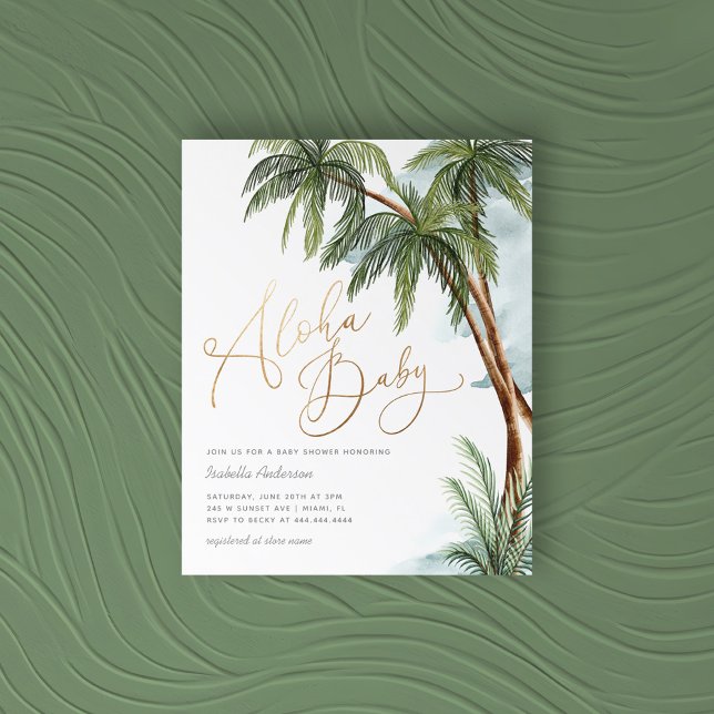 Budget Watercolor Handflatan Träd Aloha Baby Showe (Skapare uppladdad)