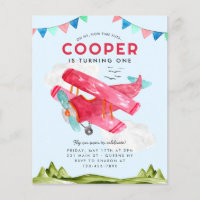 Budget Watercolor Himlar Clouds Red Airplane Birda