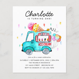 Budget Watercolor Lastbil Balloon Ice Cream Birthd